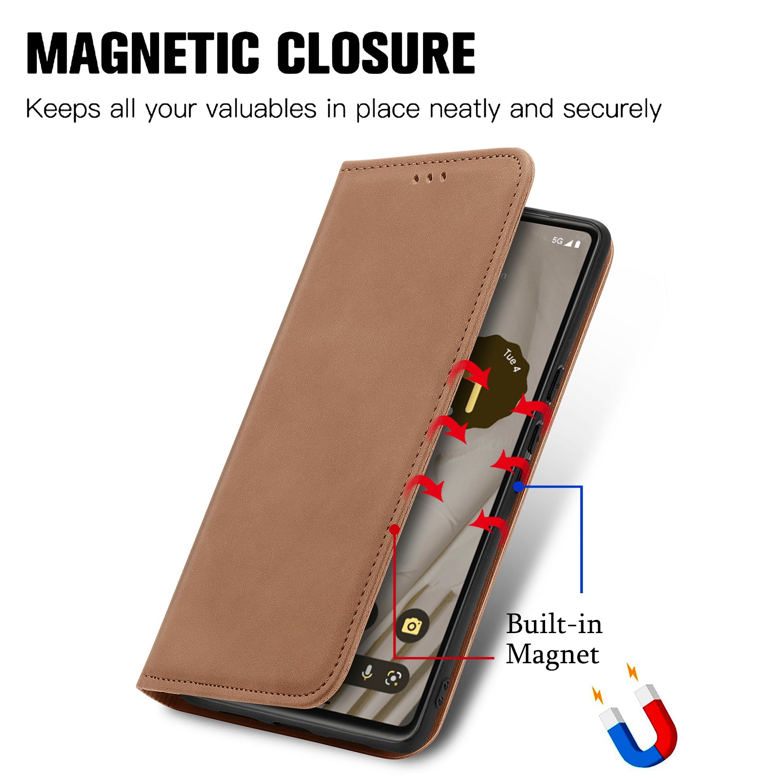 For Google Pixel 7a Magnetic Absorption Retro PU Leather Anti-drop Phone Cover with Card Slots Skin-touch Feeling Flip Phone Case Stand For Google Pixel 7a Magnetic Absorption Retro PU Leather Anti-drop Phone Cover with Card Slots Skin-touch Feeling Flip Phone Case Stand